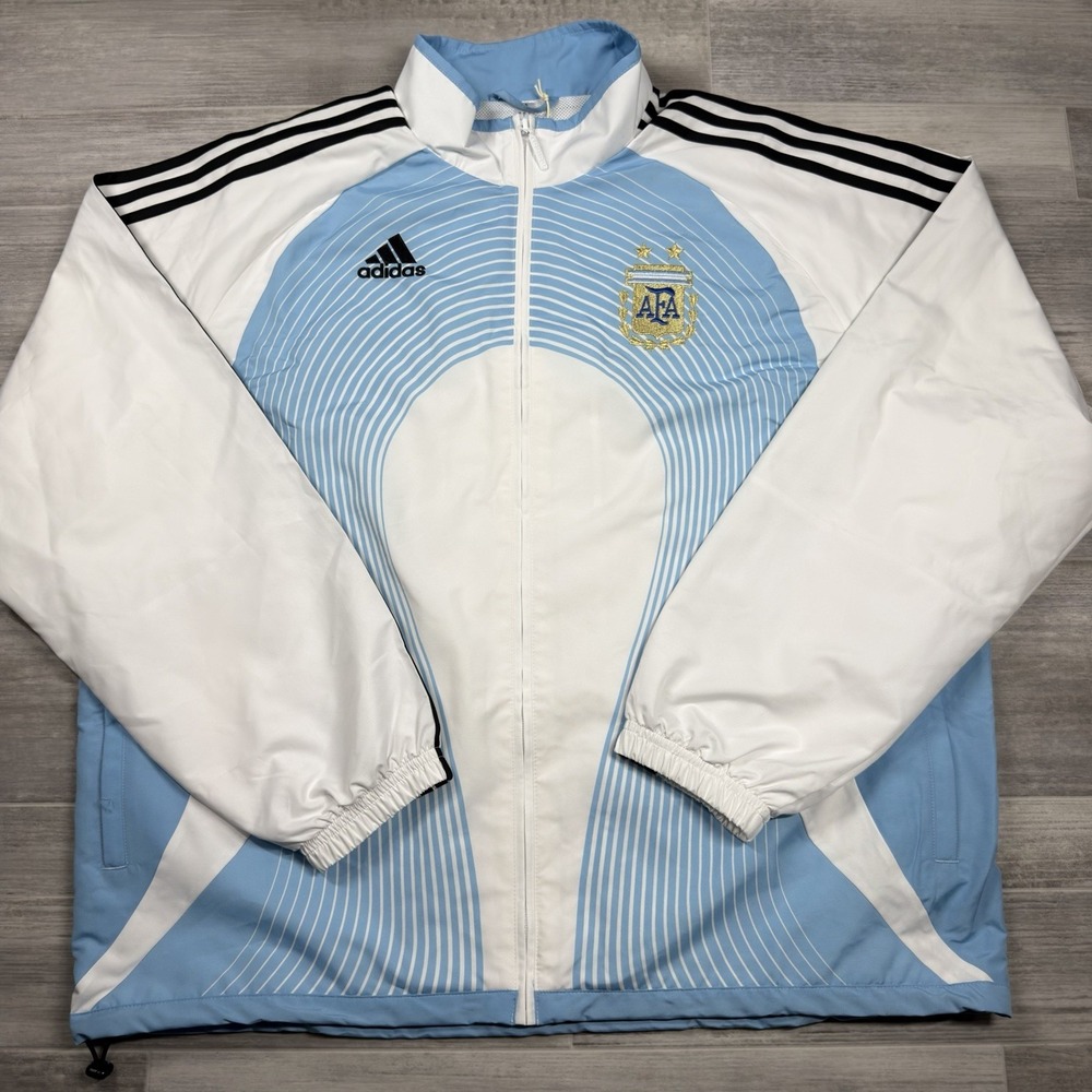 Adidas Argentina Soccer Logo Team Retro 2006 Top White Track Men's Large‎ Jacket
